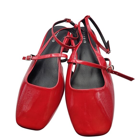 Torrid Womens Red Patent Leather Square Toe Block Heel Mary Jane Shoes Size 11.5 - Picture 2 of 5
